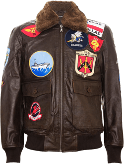 Men's Air Force A2 Flight Leather Bomber Jacket with Sheepskin Collar and Patches 3X-Large Brown