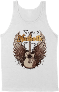 TeesAndTankYou Music City Nashville Tank Top Unisex X-Large White