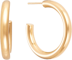 14K Gold Hoop Earrings for Women, Thick Infinity Gold Hoop Earrings 14K Classic Comfort Gifts for Women 24mm