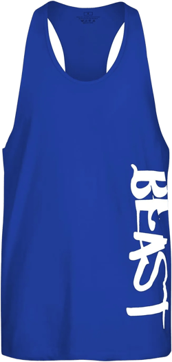 Men's Beast Workout Sport Muscle Tank Tops Gym Bodybuilding Fitness Sleeveless Shirts Medium Blue