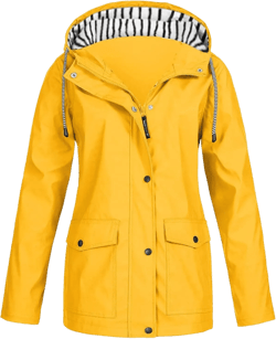 Womens Rain Coat Waterproof Active Outdoor Rain Jacket Lightweight Zip Up Summer Fall Raincoat Windbreaker With Hood X-Large Yellow
