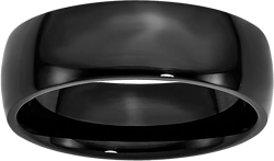 Black Bow Jewelry Men's 7mm Black Plated Stainless Steel Polished Domed Band, Size 9.5