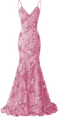 Sequin Applique Mermaid Prom Dresses Spaghetti Straps Tulle Ball Gown V Neck Formal Evening Party Gowns 4 Dusty Pink