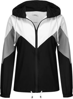 SoTeer Women's Waterproof Rain Jackets Lightweight Hooded Windbreaker Packable Active Outdoor Raincoat 02 Black_black Zipper Medium