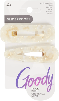 Goody SlideProof Resin Hinge Hair Clip Set, 2 Ct, XL-sized Printed Cream Clips for Styling, Quick & Easy Creaseless Styling, Accessories for Women & Men, For Medium to Thick Hair Cream 1 Count (Pack of 2)