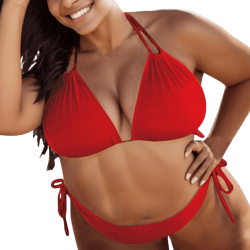 Womens Swimsuits 2 Piece Bikini Bathing Suit Plus Size Bikini Sets Sexy Lace Up Push Up Swimsuits Side Tie Swimwear Beachwear 3X-Large A - Red