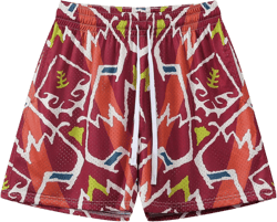MECH-ENG Mens Graphic Print Shorts Breathable mesh Casual Cool Shorts Summer Active Basketball Streetwear Short Pants Medium 06-red