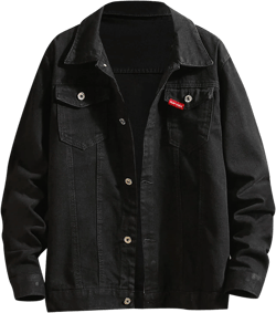 Men's Distressed Denim Jacket Casual Button Down Denim Jacket Vintage Spring Fall Cowboy Trucker Jean Coat 3X-Large Black