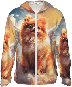 VOSERY Cute Cloud Pomeranian Sun Protection Zip Up Hoodie Jacket Lightweight Long Sleeve Sun Shirt for Women Men XX-Large Black
