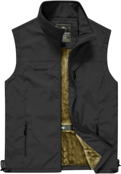 Flygo Men's Casual Lightweight Outdoor Travel Fishing Hunting Vest Jacket with Pockets X-Large 02 Black