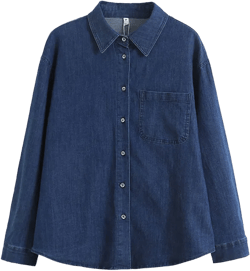 Women T-shirt Spring and Autumn Leisure Loose Denim Shirt Long Sleeve Top