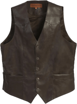 Gioberti Men's 5 Button Faux Leather Vest, Brown, 3X-Large