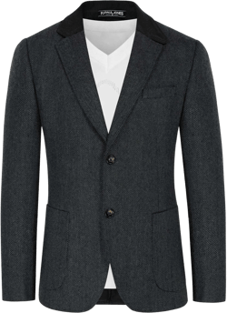PJ PAUL JONES Mens Herringbone Blazer Vintage Tweed Wool Blend Sport Coat Jacket Medium Dark Grey