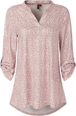 Zattcas Womens Floral Printed Tunic Shirts 3/4 Roll Sleeve Notch Neck Tunic Top