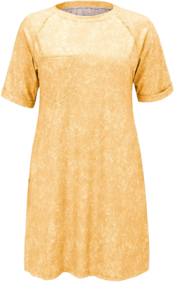 Generic Women Solid Short Sleeve Dress Round Collar Summer Casual Dresses Travel Beach Vacation Sundress, Small, Purple at Amazon Women’s Clothing store