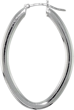 Sterling Silver Assorted Shapes Click Top Tube Hoop Earrings for Women 3mm Tubing 1 1/2 inch Oval Hoops