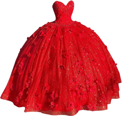 Sweetheart Pearls 3D Floral Flowers A line Sequined Tulle Prom Evening Dresses for Women 2025 Lace 0 A2/Red