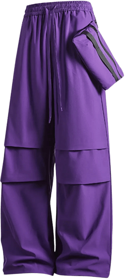 hxshgdsn Plus Size Cargo Pants for Women Wide Leg Elastic High Waisted Casual Loose Baggy Stretchy Streetwear Trousers with Pockets,Purple,L