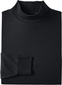 Lands' End Men's Super-T Cotton-Blend Mock Turtleneck Shirt XX-Large Big Black