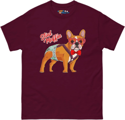 "Stud Muffin" Male French Bulldog in Donut Fancy Pants Men's Classic Tee | Red & White Colored
