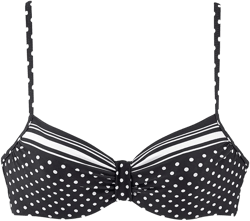 Women's Dotted Underwire Bikini Swimsuit Top Bra Sizing - LASCANA - Black Dotted Polka Dots 32D