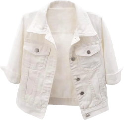 Canbebig Women's Jean Jackets 3/4Sleeve Lapel Denim Jackets Crop Button Down Jean Jackets Trucker Jean Jackets with Pockets Large White