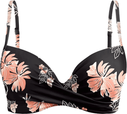Aqua Eve Women Underwire Bikini Top Only - 2025 Push Up Swim Top Padded Bra Swimsuit Black Floral X-Small