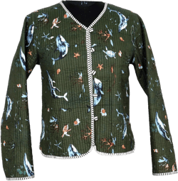Women Short Jackets Floral Multi Color Indian design Coat Lightweight Revesible patch work Pattern open front