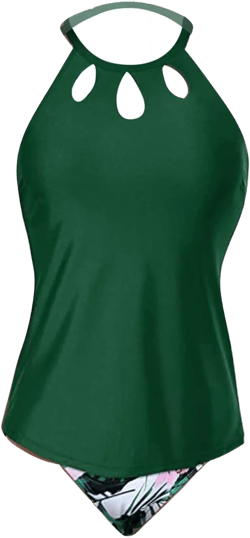 Two Piece Tankini Swimsuits for Women Cutout Halter Neck Tummy Control Bathing Suit with High Waist Brief Swimwear Set
