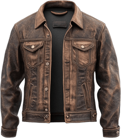 The Next Mens Vintage Leather Trucker Jacket Flaps Slanted Pockets Denim Genuine Leather Jackets For Men Brown - Genuine Leather Small