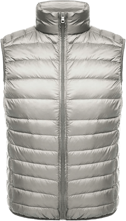 Men's Puffer Vest Windproof Winter Outdoor Zipper Sleeveless Warm Puffey Jacket Lightweight Packable Puffer Vest Medium Grey