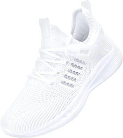 Womens Athletic Walking Shoes - Running Tennis Shoes Jogging Workout Lightweight Breathable Slip on Sneakers for Indoor Outdoor Gym Travel Work 8 B-white