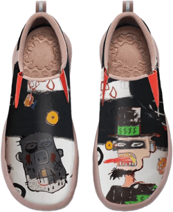 Women's Art Painted Sneakers Lightweight Slip On Casual Loafers Fashion Comfort Walking Travel Shoes 8 Basquiat Style-03