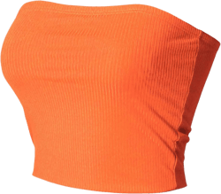 MixMatchy Women's Casual Basic Strapless Crop Tube Top Ribbed Knit Bandeau Top Summer Skinny Shirt Medium Neon Orange