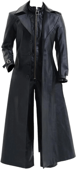 SKY-SELLER German Classic Officer WW2 Military Uniform Black Leather Trench Coat XX-Small C) Albert Wesker Coat