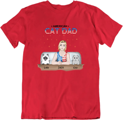 American Cat Dad Funny Custom Father's Day Gift T Shirt