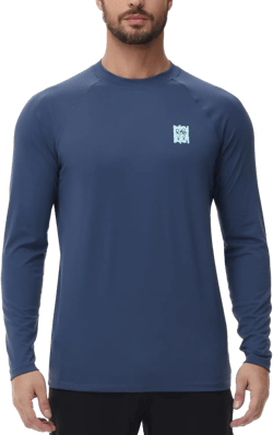 ADOREISM Long Sleeve Rash Guard for Men UPF 50+ Sun Protection Quick-Dry Swim Shirts for Men Large Navy