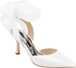 Womens Lace up Satin Heels Bow Pointed Closed Toe Bridal Dress Shoes Low Heel Wedding Elegant Pumps 7.5 White-pu