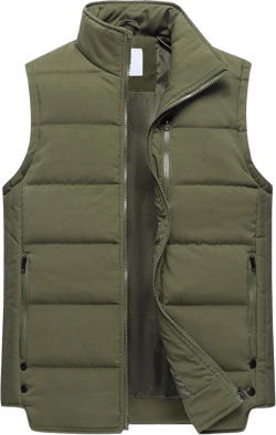 Chrisuno Women's Puffer Vest Casual Stand Collar Quilted Waistcoat Outdoor Padded Ski Vest X-Large Army Green