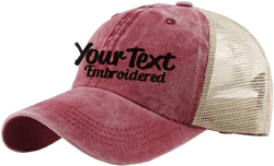 Personalized Ponytail Cap with Text and Logo Embroidery Customizable Quick Dry Trucker Hats for Women A-wine Embroidered