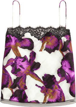 Lace-trim camisole top in iris floral