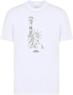 Armani Exchange Men's Regular Fit Crew Neck Cotton Jersey Ny Milano Sketch Tee Large White New York