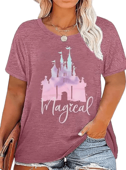 Plus Size Magical Shirts for Women Retro Graphic Tshirts Funny Vacation Tee Tie Dye Tops