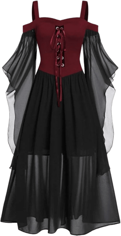 JEGULV Renaissance Medieval Dress for Women,Women Halloween Gothic Steampunk Costume with Hood Lace Corset Victorian Dress : Clothing, Shoes & Jewelry