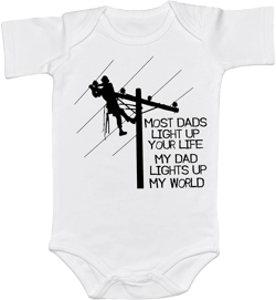 Funny Baby Boy Girl Bodysuit Most DAD Light UP YOUR Life My DAD Lights UP My World Onesie New Dad Father’s Day Gift (12-18 Months, Letter Print-Bodysuit)