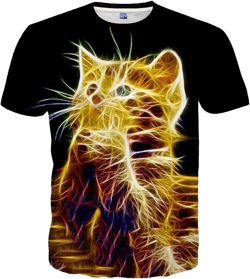 Hgvoetty Unisex 3D Print Shirts Colorful Space Graphic Tees for Men Women Teens X-Large Cat-yellow