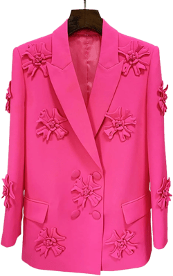 Women's Suits Blazer,Artistic Style Women's Long-Sleeved Jacket 2 Button Suit Stylish Dinner Jacket XL(Bust:108CM) Pink