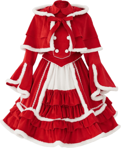ZZEQYG Women's Palace Velvet Christmas Dress Lolita Dress Winter Warm Santa Dress With Cloak X-Large Red