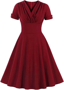 Wellwits Women's Ruched Wrap Work Cocktail Vintage Dress 16 Plus Red