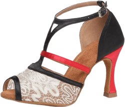 HROYL Women Latin Dance Shoes Salsa Practice Wedding Party Performence Ballroom Dance Shoes,Model L561/087 7.5 Black-3" Heel-l561